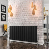Eastbrook Panel Radiator 600 x 1230 / Dual Fuel Eastbrook Guardia Straight Horizontal Aluminium in Matt Black