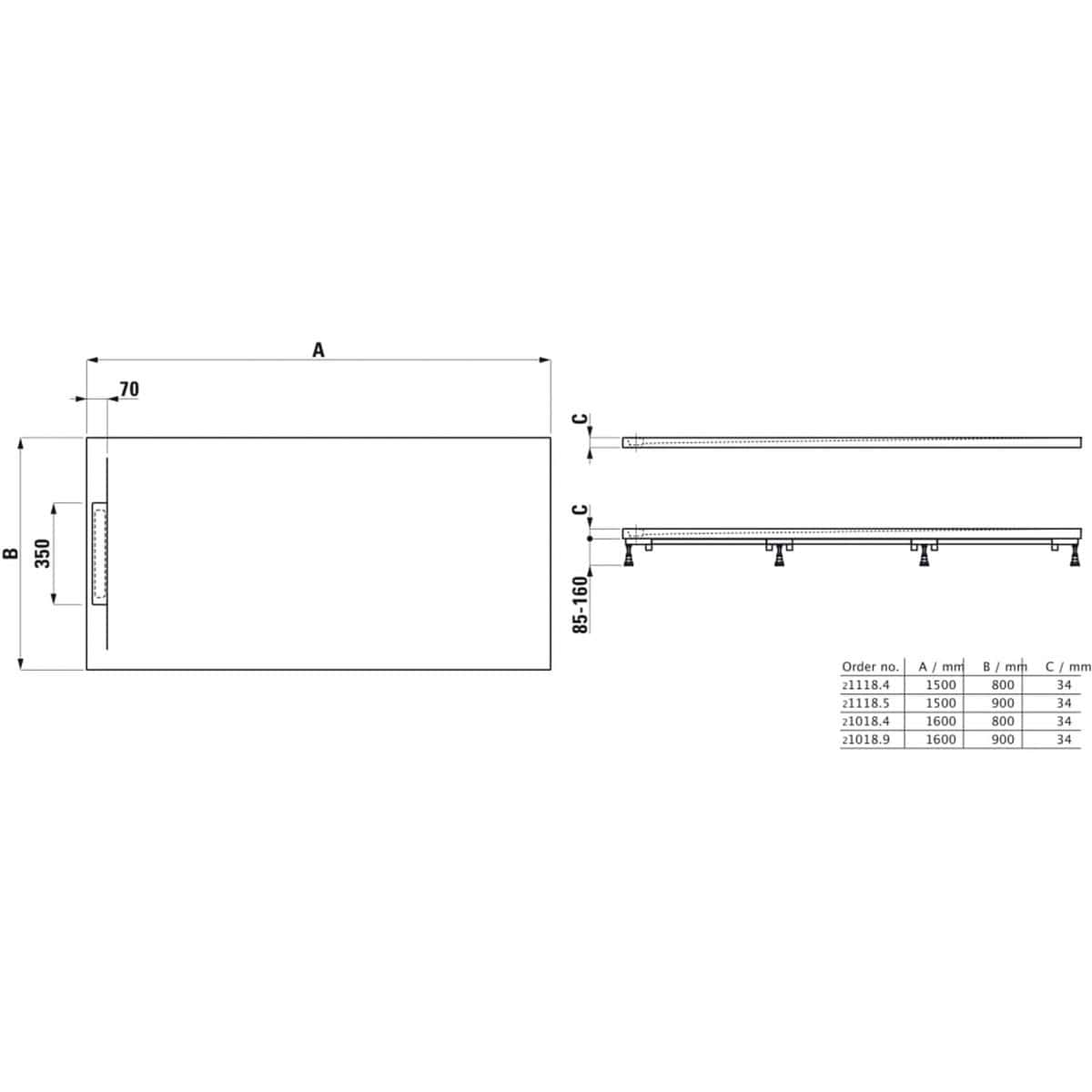 Laufen Marbond Pro S Rectangular Tray with Waste in White
