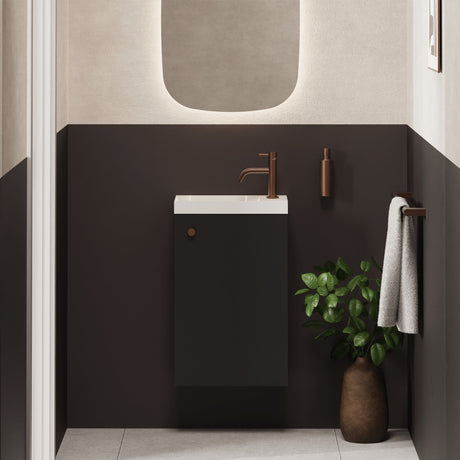 Crosswater Cloakroom Vanity Unit Matt Black Crosswater Alo Single Door Wall Mounted 400mm Cloakroom Vanity Unit with Basin