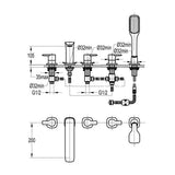 Flova 5 Tap Hole Bath Set Flova Urban 5 Hole Bath And Shower Mixer with Shower Set in Diamond Chrome