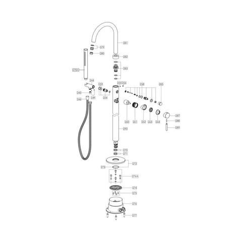 JTP Freestanding Bath Filler JTP Florence Floorstanding Bath Mixer Tap and Pencil Handset