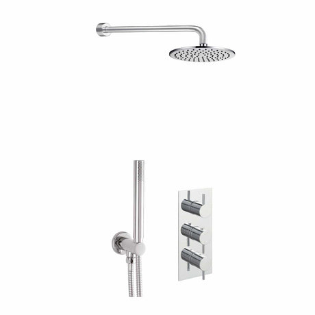 JTP Concealed Shower Set JTP Florence 2 Outlet 3 Handle Thermostatic Shower Valve Kit with Overhead and Handset