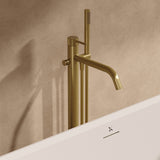 Crosswater Freestanding Bath Filler Stainless Brushed Brass Effect Crosswater 3ONE6 Lever Floor Standing Bath Filler