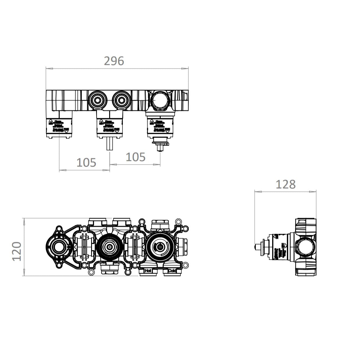 UK Bathroom Store Concealed Shower Set Crosswater Module Plus Shower Set 9 - 3 Outlet with Dual Outlet Recessed Shower Head and Pencil Handset