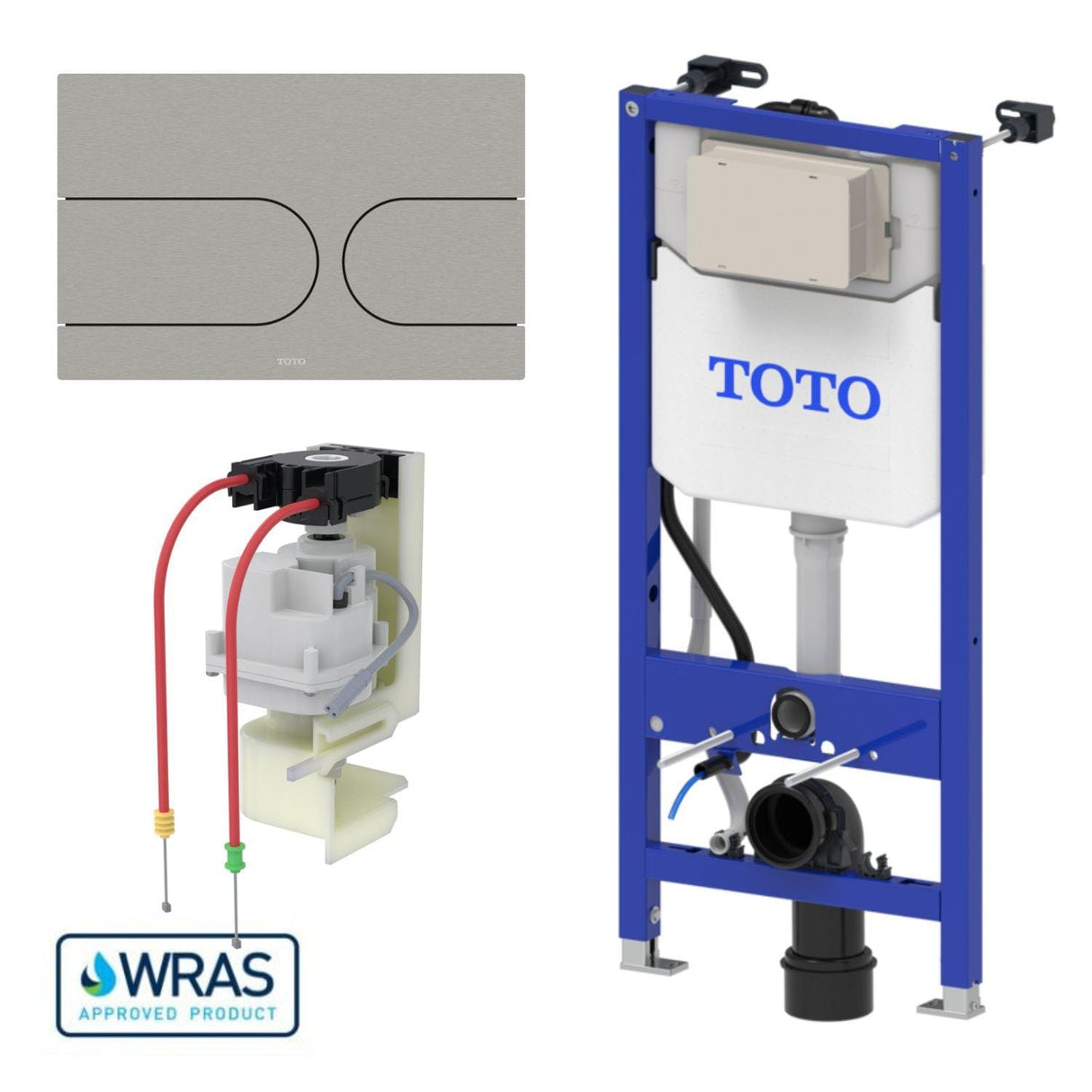 Toto Wall Hung WC Frame Brushed Stainless Steel / Auto Flush Toto Washlet Wall Mounted Frame and Cistern with Auto Flush Capability and Flush Plate
