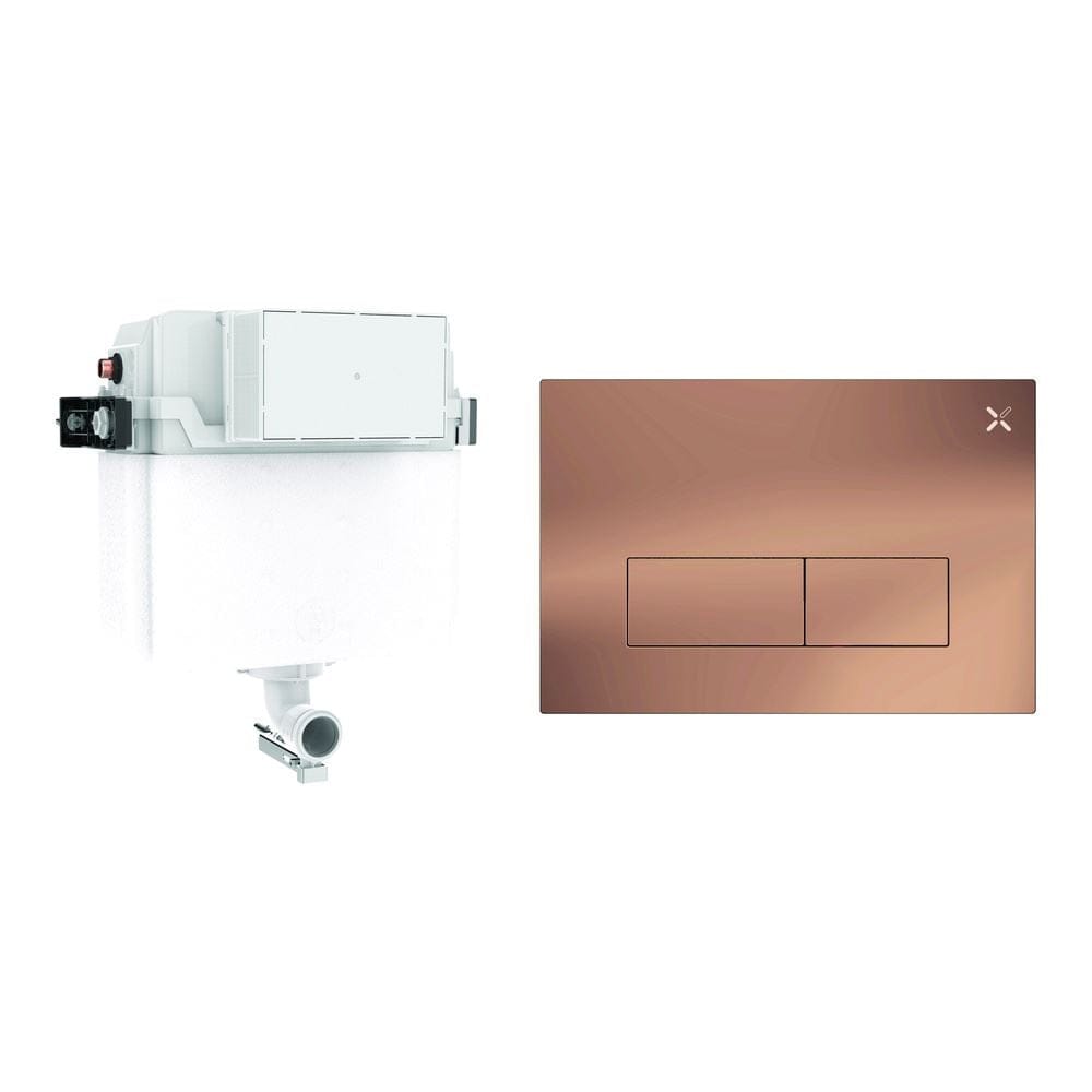 Crosswater Concealed Cistern MPRO Steel Plate in Brushed Bronze Crosswater Dual Flush Concealed Cistern Set with Flush Plate - 414 x 143 x 387mm