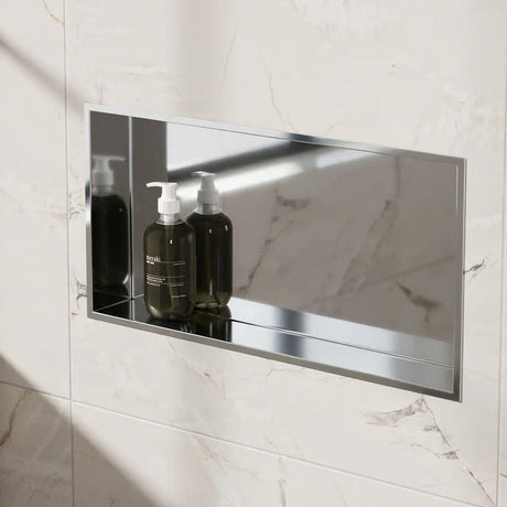 Crosswater Shower Niche Chrome Crosswater Rectangular Shower Niche - 610 x 305 x 80mm for Stud Walls