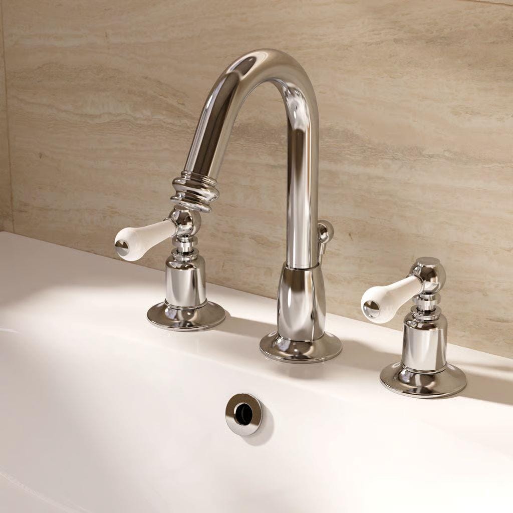 Crosswater 3 Tap Hole Basin Set Crosswater Belgravia Lever 3 Hole Basin Mixer Curved Tap with Pop-Up Waste in Chrome