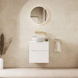 Crosswater Wall Mounted Vanity Unit 500mm / White Gloss / Carrara Marble Effect Crosswater Glide II Wall Mounted Two Drawer Vanity Unit with Worktop