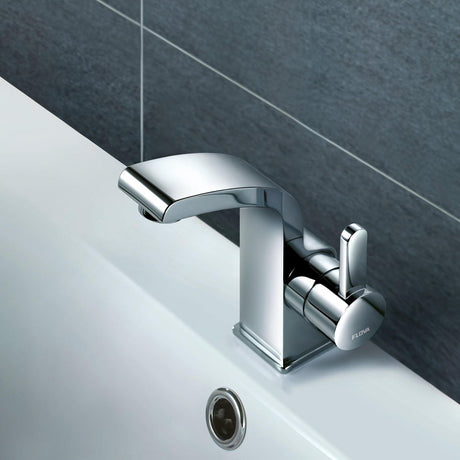 Flova Mono Basin Tap Flova Essence Basin Mixer Tap with Clicker Waste in Diamond Chrome