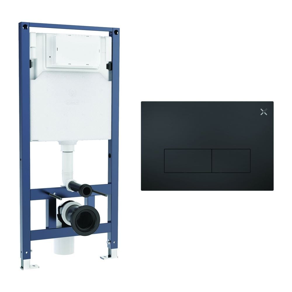 Crosswater Wall Hung WC Frame MPRO Steel Plate in Matt Black Crosswater 1.12m Dual Flush WC Support Frame Set with Flush Plate