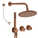 UK Bathroom Store Concealed Shower Set Brushed Bronze / Wall Arm / 300mm Crosswater Module Shower Set 9 - 3 Outlet with Pencil Handset, Overhead Shower and Overflow Filler