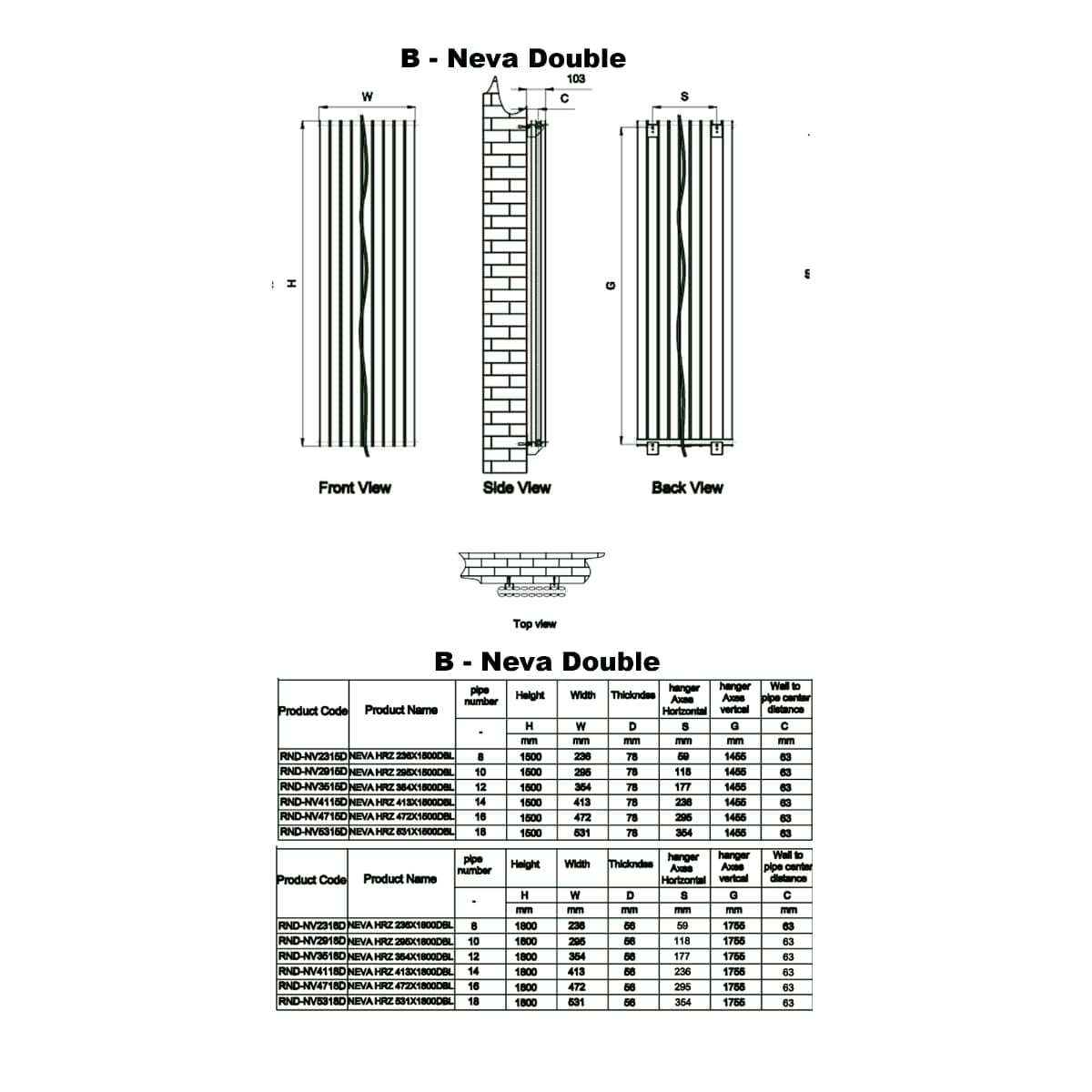 Reina Panel Radiator Reina Neva Vertical Double Panel Central Heating Radiator