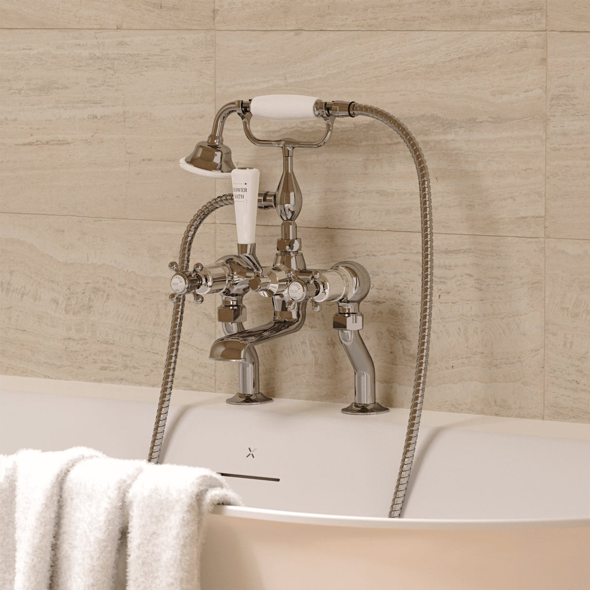 Crosswater Bath Shower Mixer Chrome Crosswater Belgravia Crosshead Bath Shower Mixer with Shower Kit