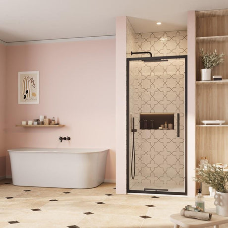 Crosswater Infold Shower Door Matt Black / 2000 x 900 Crosswater Asura 8mm Infold Shower Door