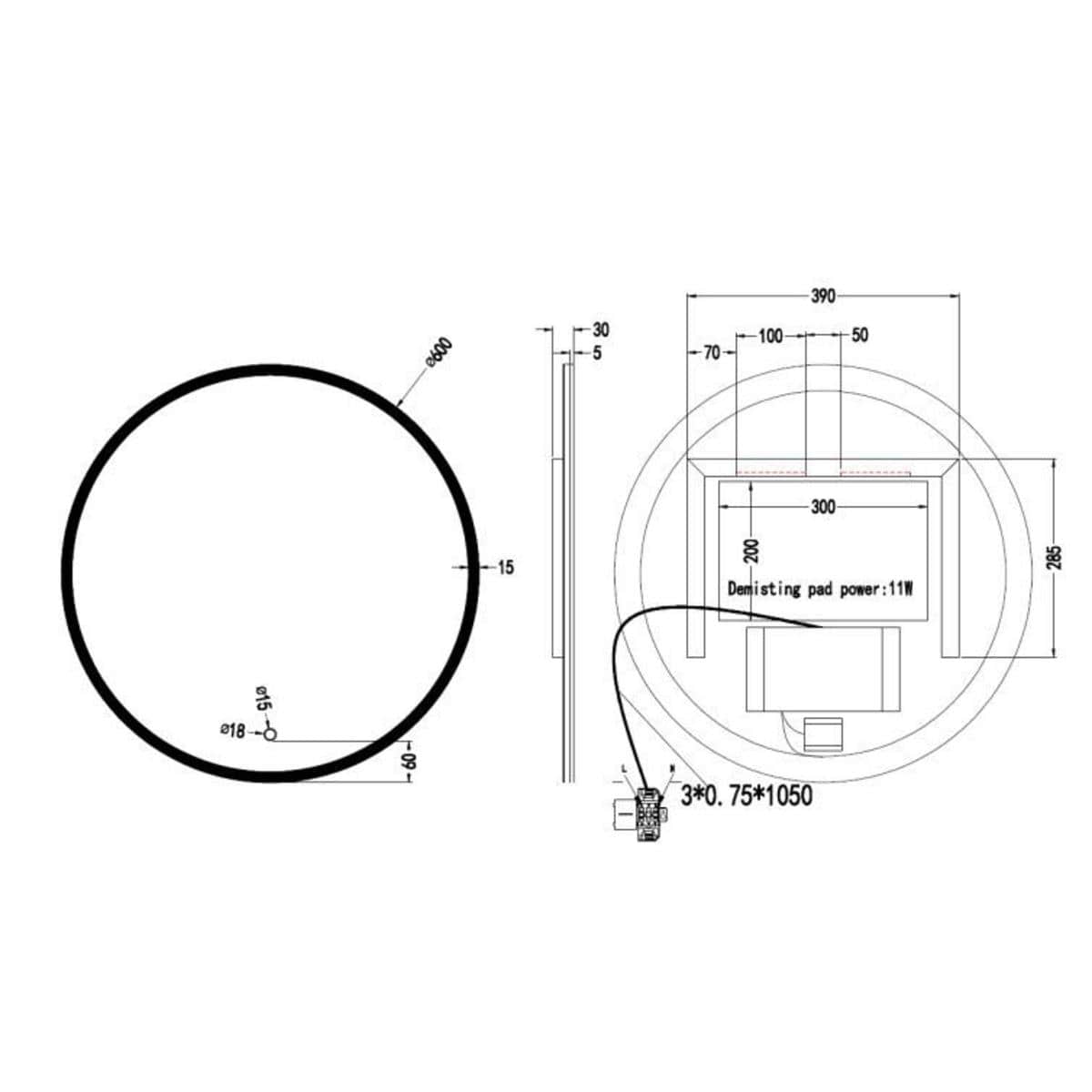 Crosswater Illuminated Mirror Crosswater Infinity Round LED Illuminated Mirror