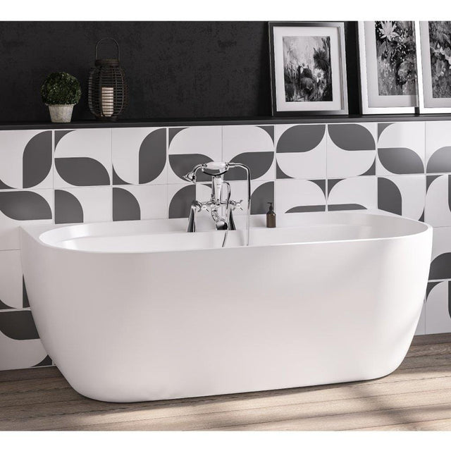 Eastbrook Back To Wall Freestanding Bath Eastbrook Grafton D-Shape Freestanding Bath - 1650 x 800mm in Gloss White