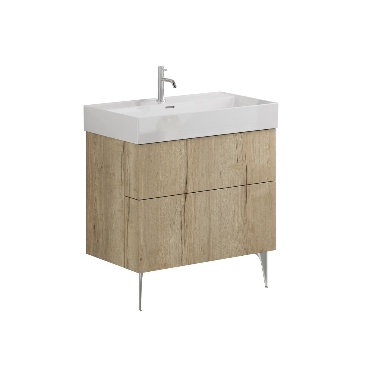 Crosswater Wall Mounted Vanity Unit Crosswater Avenue Vanity Unit with Basin - 800mm - Two Drawer - Wall Mounted