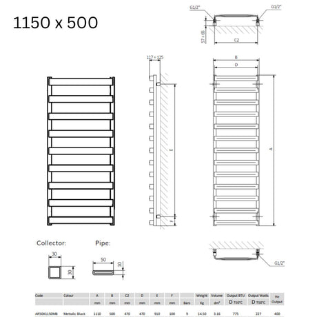 Crosswater Air Designer Towel Radiator in Soft White Matt
