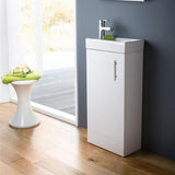 Aquarius Bathrooms Cloakroom Vanity Unit White Gloss Aquarius Byron 400mm Floor Standing 1 Door Cloakroom Vanity Unit with 1 Tap Hole Basin