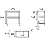 Heritage Floor Standing Vanity Unit Heritage Lynton 800mm Floor Standing 2 Drawer Vanity Unit and Basin Bundle