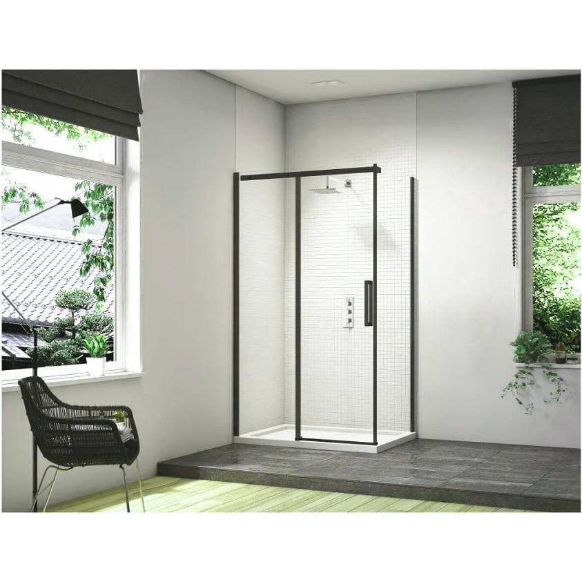 Merlyn Side Panel Matt Black / 800mm Merlyn Ionic Frameless Side Panel for Sliding Shower Door