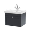 Aquarius Wall Mounted Vanity Unit Soft Black / 1 Aquarius Leighton 600mm Wall Mounted One Drawer Vanity Unit with Basin