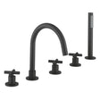 Crosswater 5 Tap Hole Bath Set Matt Black Crosswater MPRO Crosshead 5 Hole Bath and Shower Mixer with Shower Set