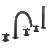 Crosswater 5 Tap Hole Bath Set Crosswater MPRO Crosshead 5 Hole Bath and Shower Mixer with Shower Set