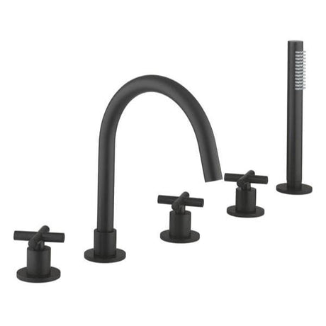 Crosswater 5 Tap Hole Bath Set Crosswater MPRO Crosshead 5 Hole Bath and Shower Mixer with Shower Set