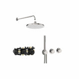 Roca Concealed Shower Set Stainless Steel Effect Roca T-Multi Thermostatic Concealed Shower Valve with Rainshower Head, Pencil Handset and Hose