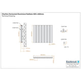Eastbrook Panel Radiator Eastbrook Charlton Horizontal Aluminium Designer Radiator in Matt White