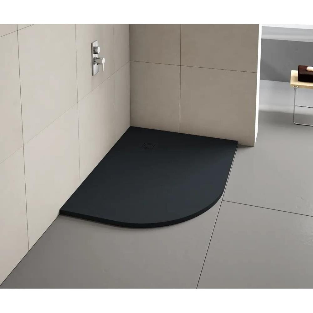 Merlyn Offset Quadrant Shower Tray Pure Black / 1000 x 800 Left Hand Merlyn Truestone Offset Quadrant Shower Tray