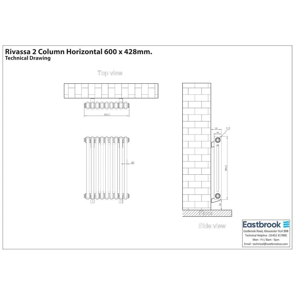 Eastbrook Rivassa Traditional 2 Column Radiator in Matt Anthracite