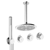 UK Bathroom Store Concealed Shower Set Chrome / Ceiling Arm / 300mm Crosswater Module Shower Set 8 - 2 Outlet with Pencil Handset and Overhead Shower