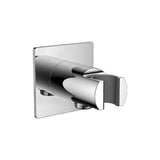Flova Shower Brackets and Outlets Chrome Flova Levo Square Wall Outlet Elbow with Handset Holder
