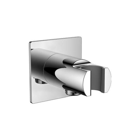 Flova Shower Brackets and Outlets Chrome Flova Levo Square Wall Outlet Elbow with Handset Holder