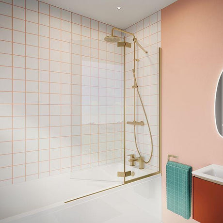 Crosswater Clear 6 Double Panel Bath Screen - 1150mm - Brushed Brass