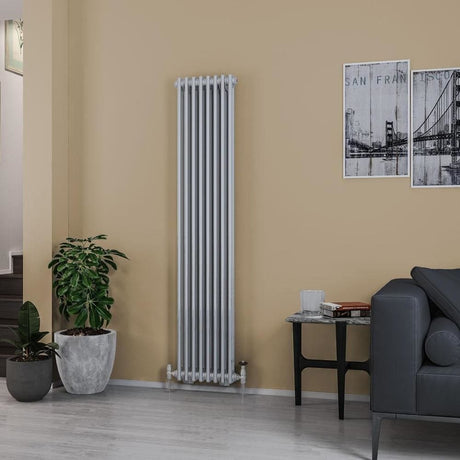 Eastbrook Column Radiator 1800 x 383 / Central Heating Eastbrook Rivassa Traditional 2 Column Radiator in Chrome Effect