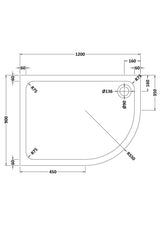 Aquarius Bathrooms Quadrant Shower Tray 1200x900mm / Right Handed Aquarius Urbano 45mm Offset Quadrant Stone Resin Anti Slip Shower Tray