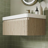 Aquarius Wall Mounted Vanity Unit Aquarius Corinthe Wall Mounted Vanity Unit  with Basin in Textured Oak