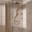 UK Bathroom Store Concealed Shower Set Brushed Brass / Wall Arm / 300mm Crosswater Module Shower Set 2 with Riser Rail Kit and Overhead Shower