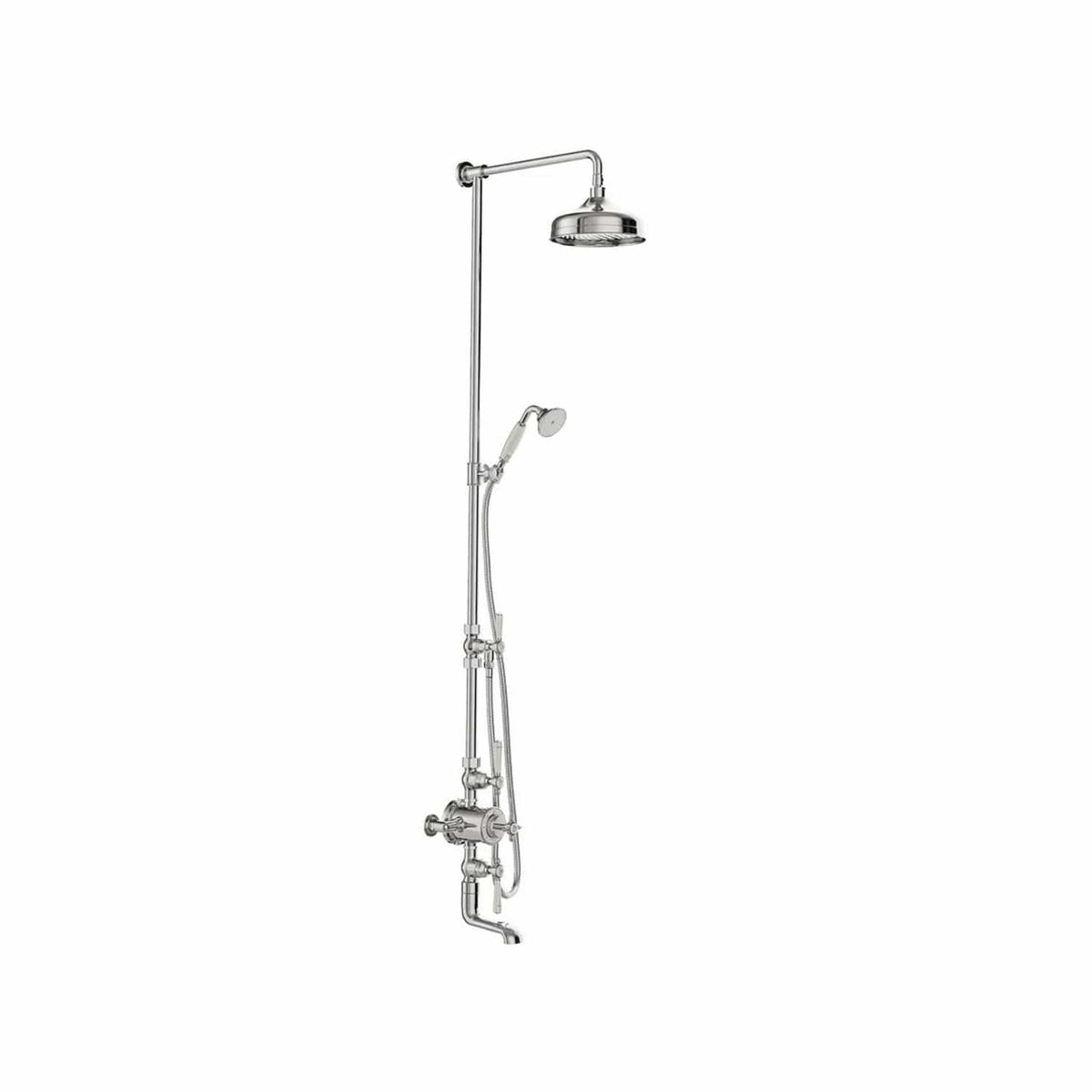 Vado Exposed Shower Set Chrome Booth & Co. Axbridge Exposed 3 Outlet Shower Set with Fixed Shower Head, Handset and Bath Spout