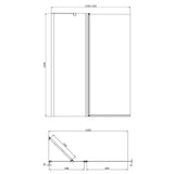 Crosswater Bath Screen Crosswater Clear 6 Double Panel Hinged Bath Screen