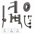 Aquarius Bathrooms Bath Shower Mixer Gun Metal Grey Aquarius RF-Series Complete Bath and Basin Brassware Pack with Basin Tap, Bath and Shower Mixer and Wastes