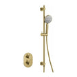 Flova Concealed Shower Set Brushed Brass Flova Smart Round Concealed Valve Shower Set with Slide Rail, Shower Handset and Hose