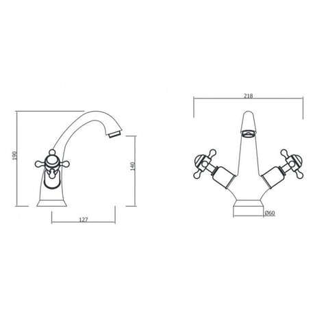 Crosswater Belgravia Crosshead Highneck Monobloc Basin Mixer Tap in Chrome