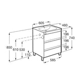 Roca Floor Standing Vanity Unit Roca Tenet 600mm Floor Standing Three Drawer Vanity Unit with Basin