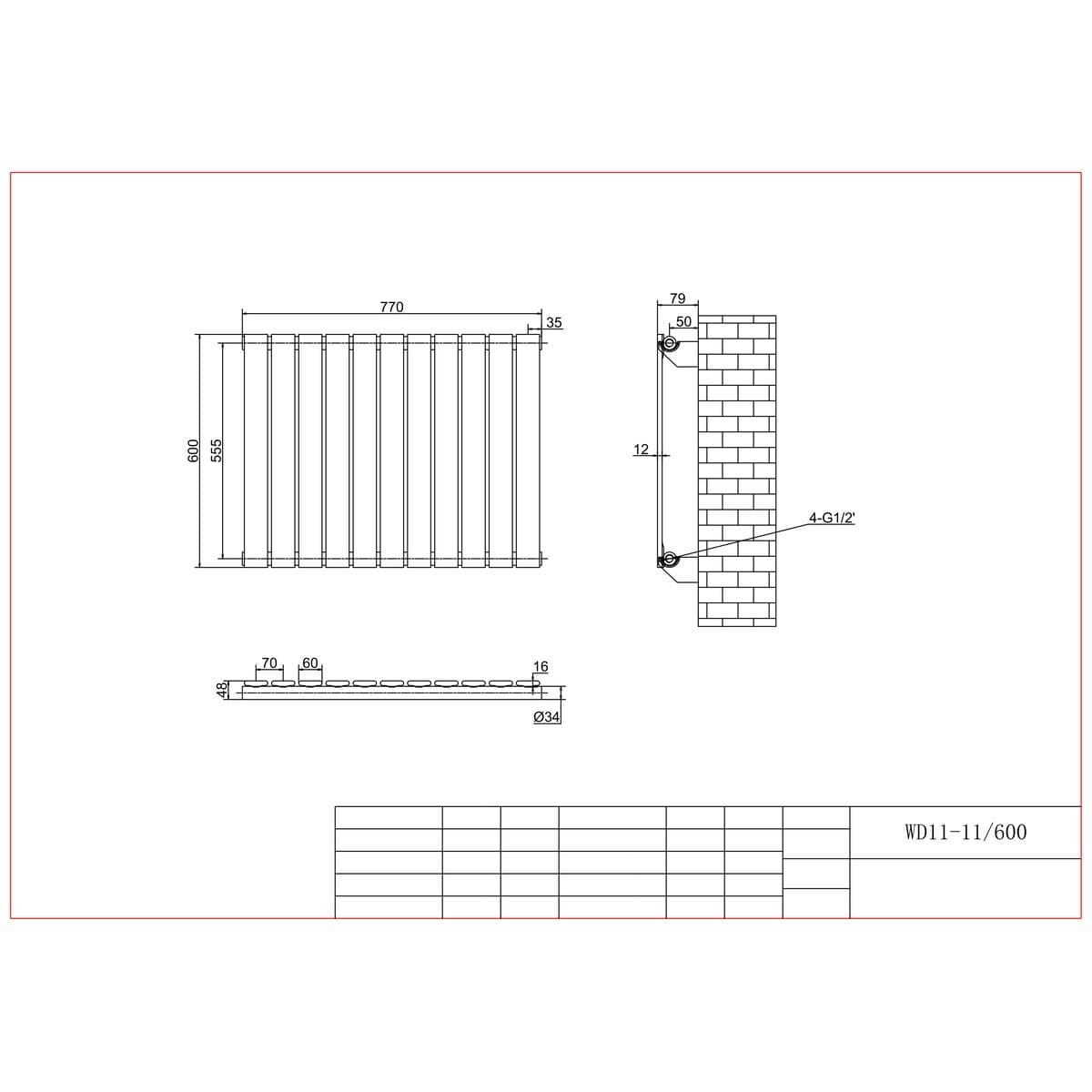 Aquarius Bathrooms Panel Radiator Aquarius Flat Panel Single Horizontal Radiator