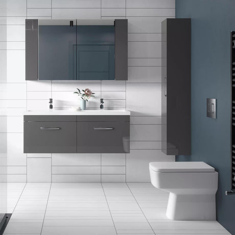 Aquarius Bathrooms Back to Wall Toilet Aquarius Squared Close Back to Wall Toilet with Soft Close Seat